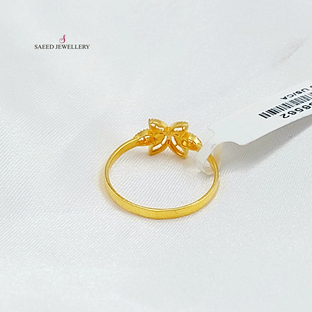21K خاتم وردة ناعم-مجوهرات الشيخ سعيد-Saeed Jewelry 