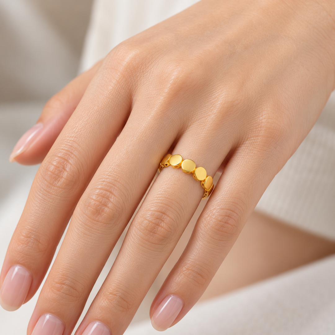 21K Gold Geometric Band Ring