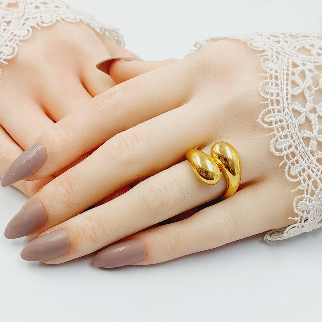 Plain Almond Ring Made of 21K Gold by Saeed Jewelry 