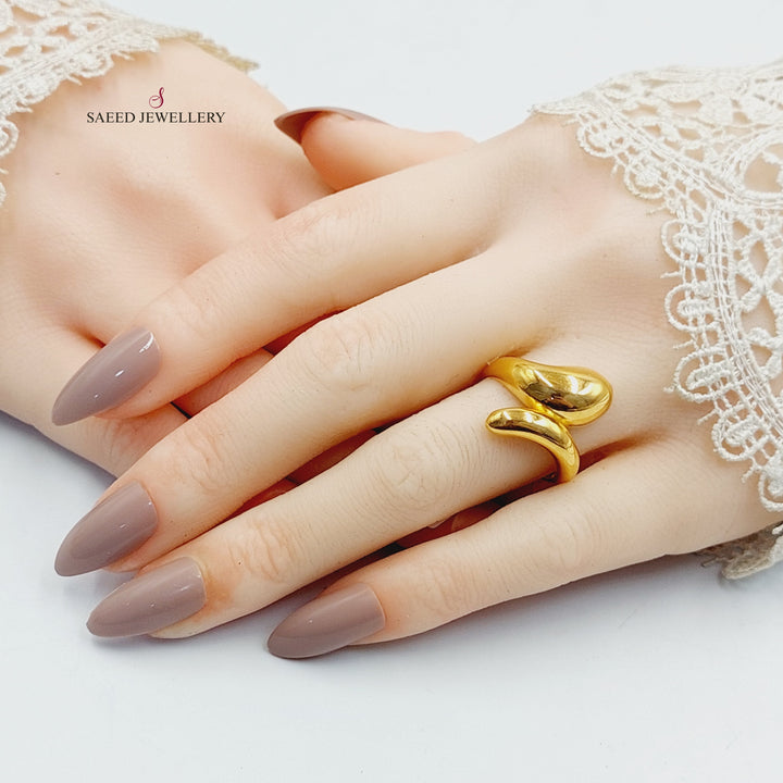 21K Gold Plain Almond Ring by Saeed Jewelry - Image 4