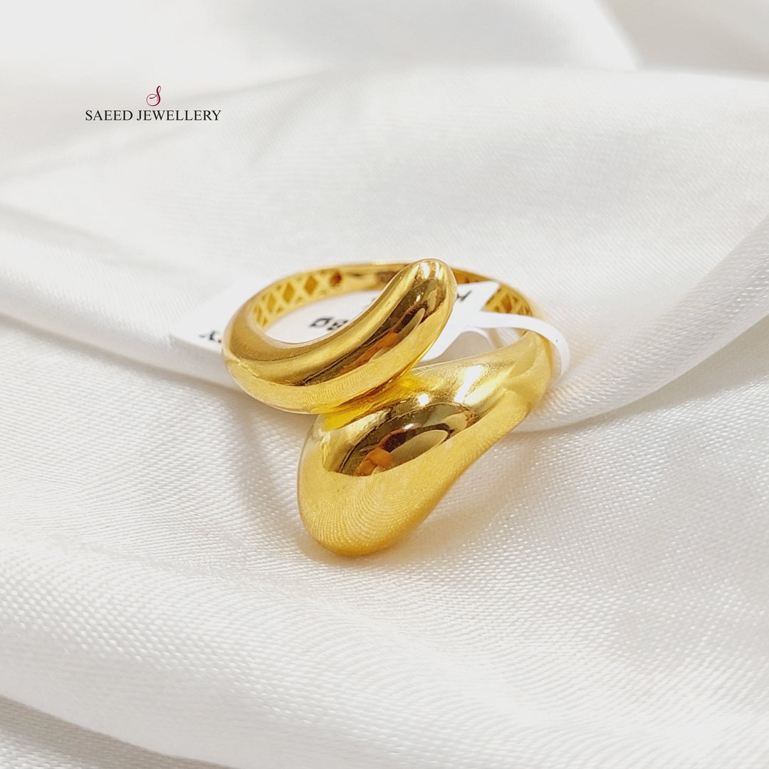 21K Gold Plain Almond Ring by Saeed Jewelry - Image 3