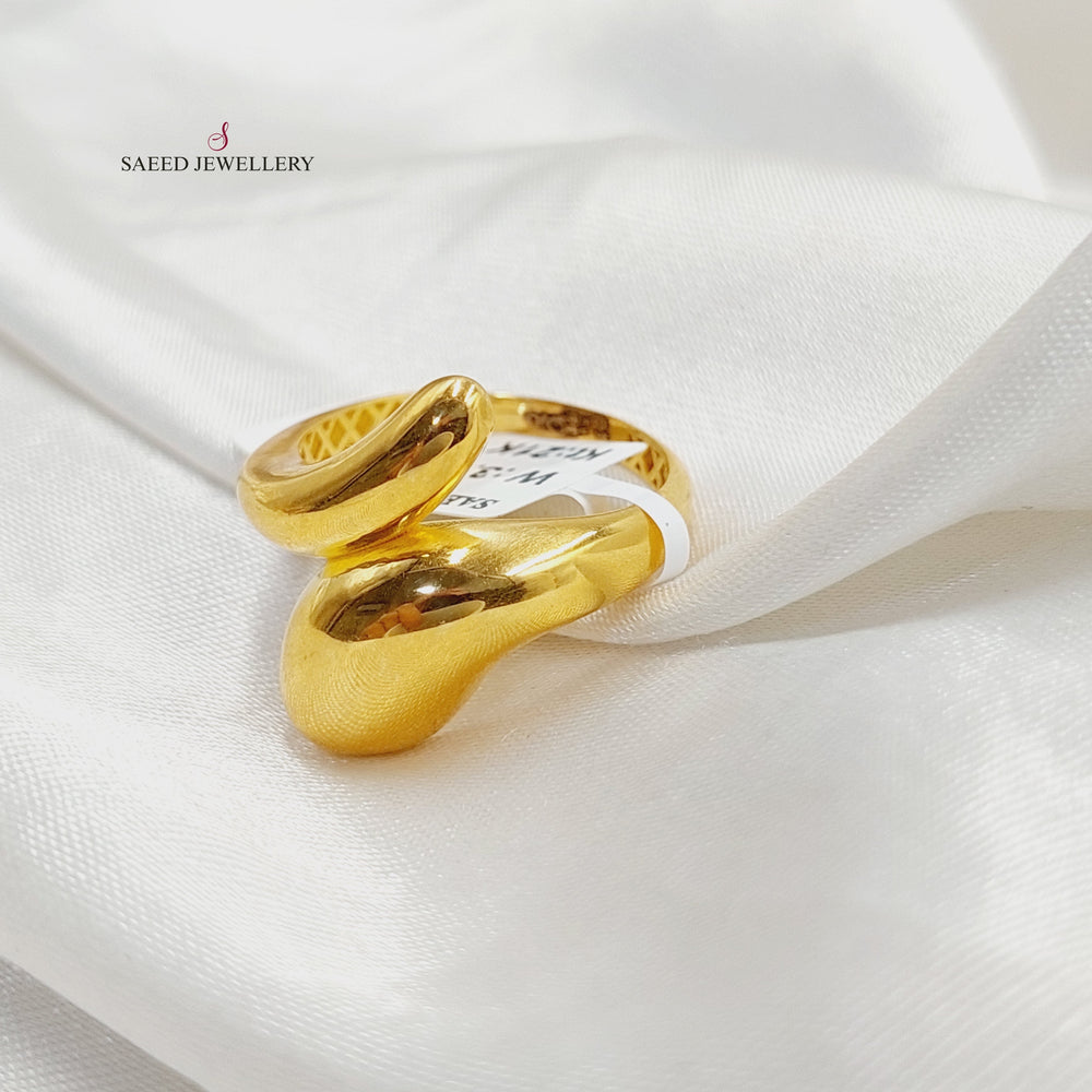 21K Gold Plain Almond Ring by Saeed Jewelry - Image 2