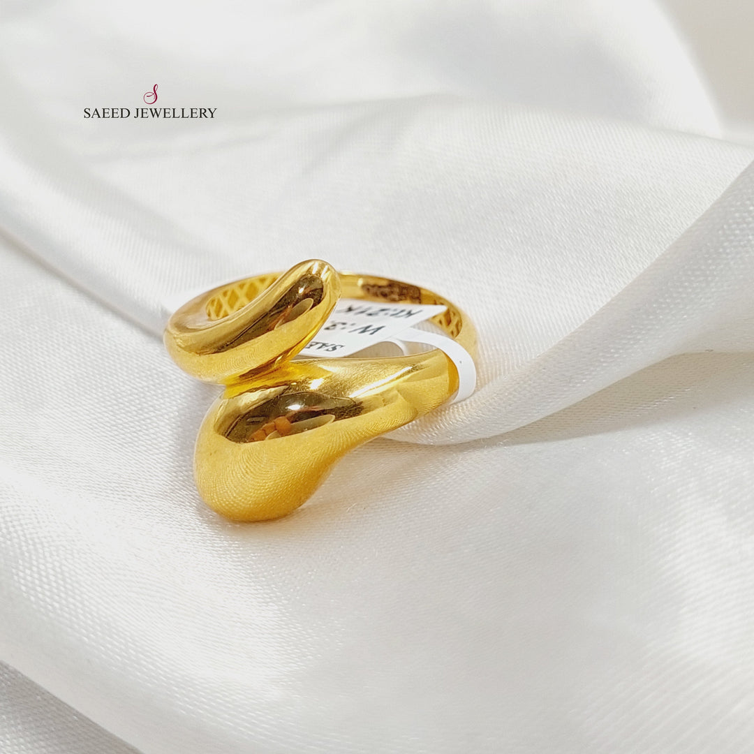 21K Gold Plain Almond Ring by Saeed Jewelry - Image 2