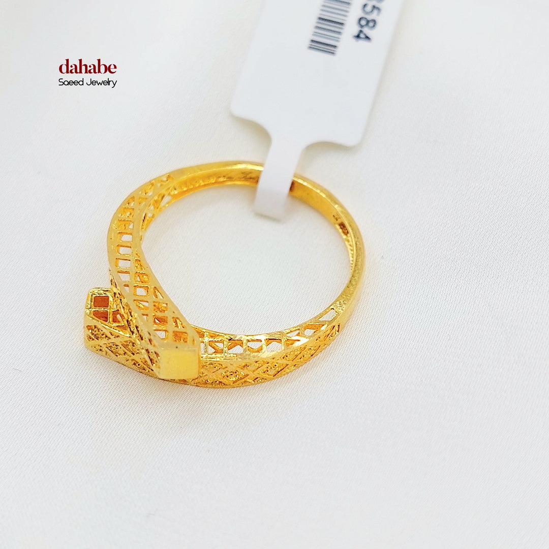 21K Gold Lattice Crossover Ring