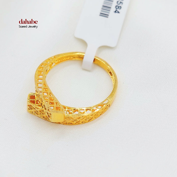 21K Gold Lattice Crossover Ring