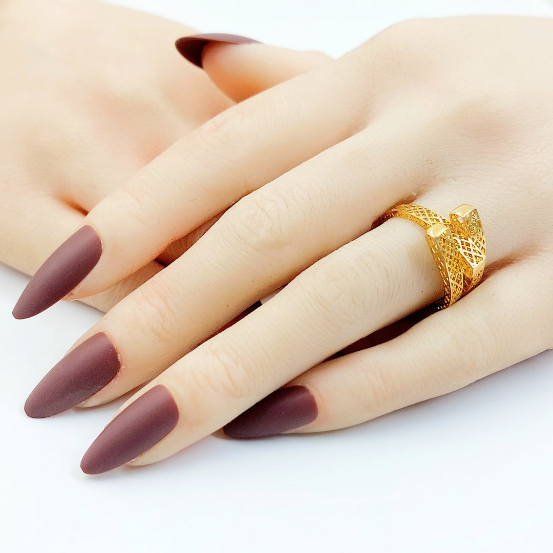 Pyramid Ring Made of 21K Gold by Saeed Jewelry 