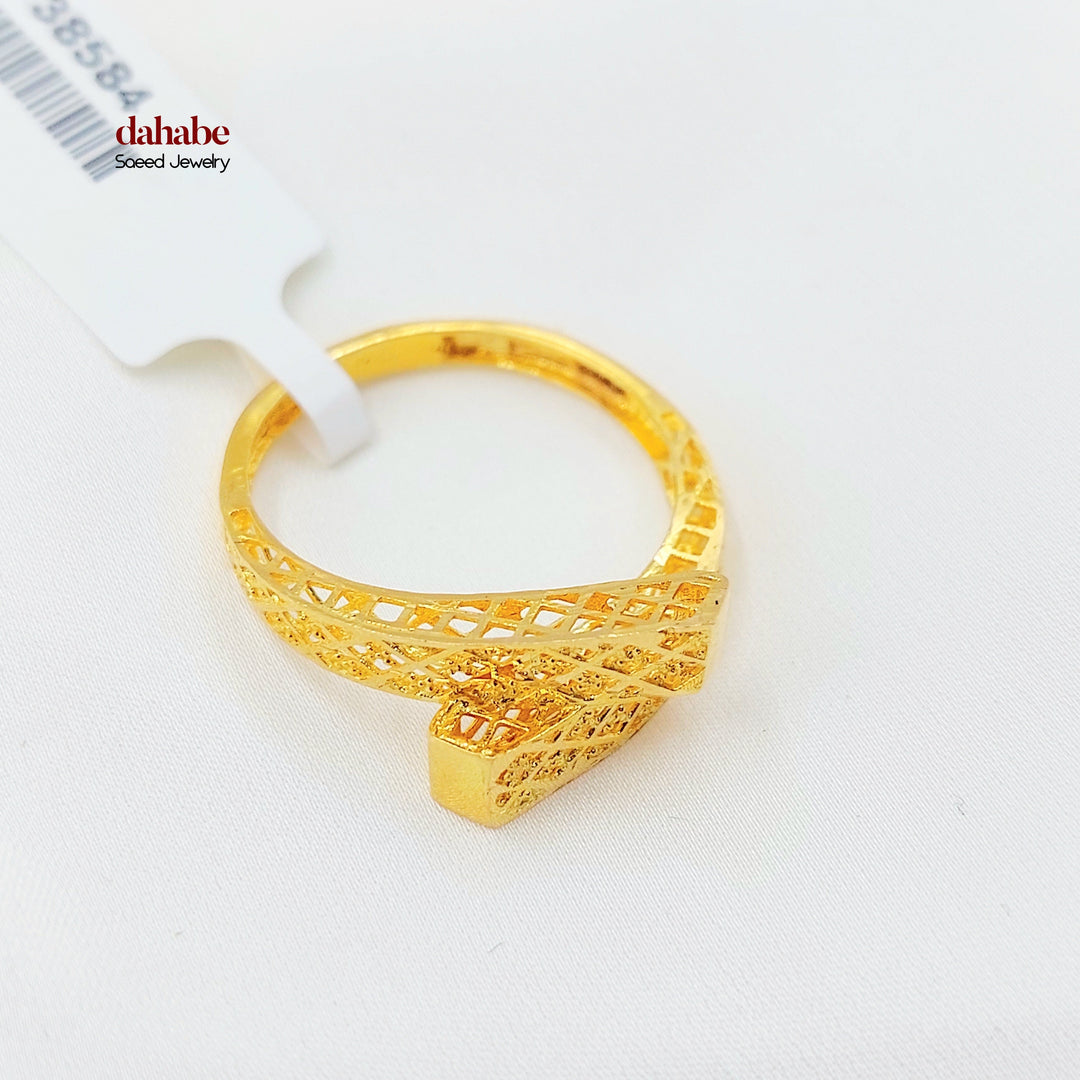 21K Gold Lattice Crossover Ring