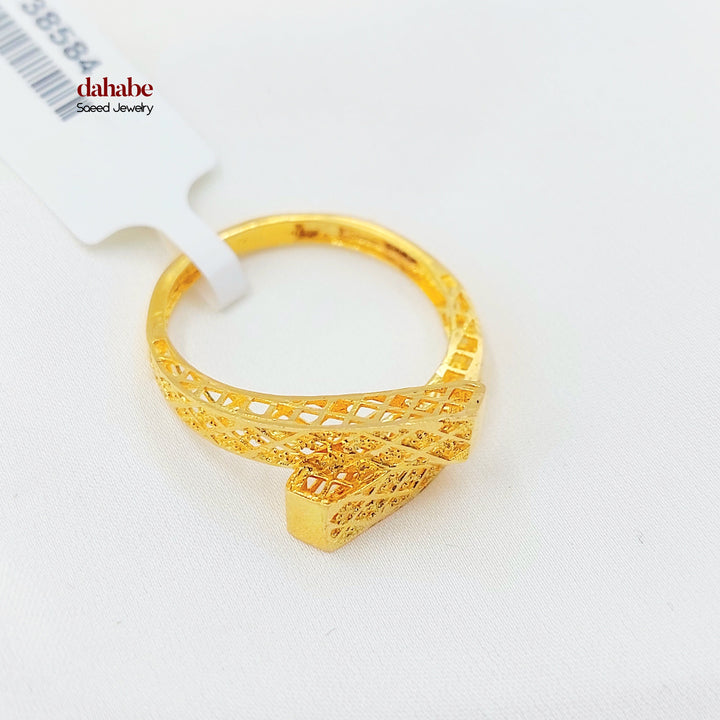 21K Gold Lattice Crossover Ring