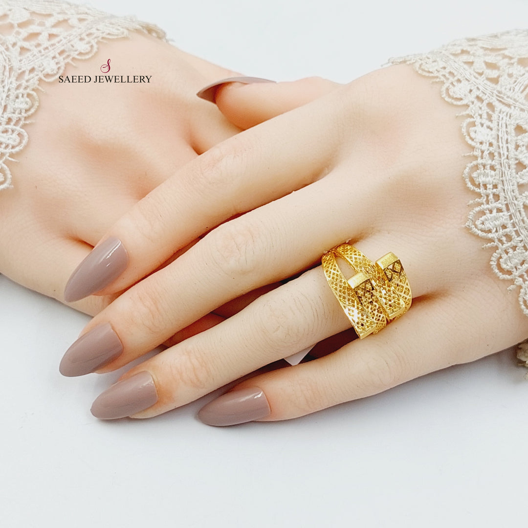 21K Gold Pyramid Ring by Saeed Jewelry - Image 4