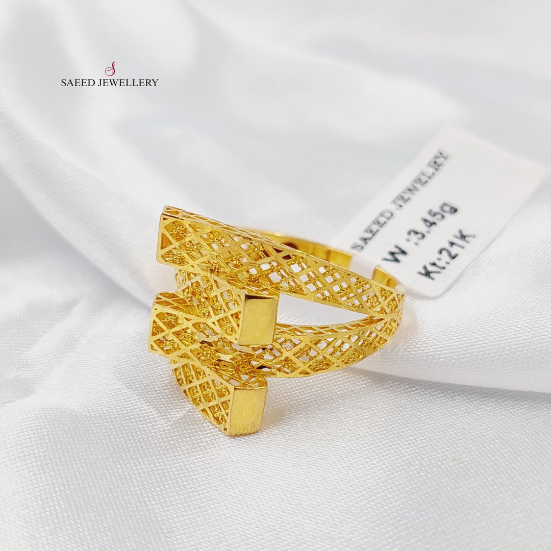 Pyramid Ring Made of 21K Gold by Saeed Jewelry 