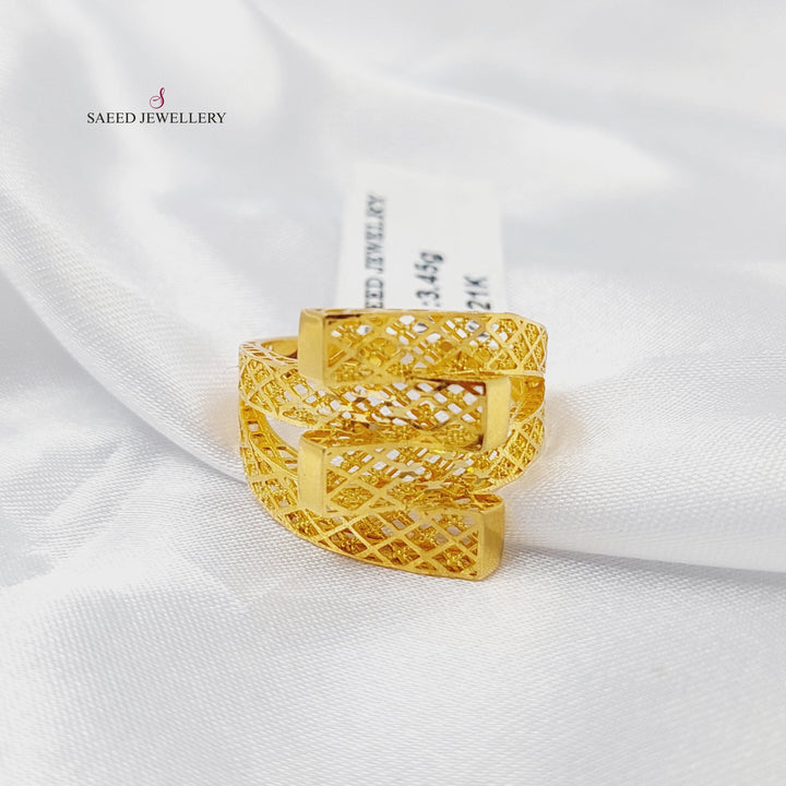 Pyramid Ring Made of 21K Gold by Saeed Jewelry 