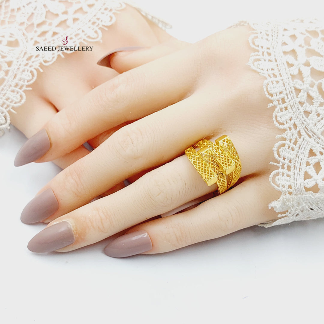 Pyramid Ring Made of 21K Gold by Saeed Jewelry 