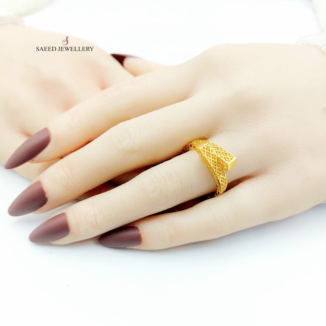 Pyramid Ring Made of 21K Gold by Saeed Jewelry 