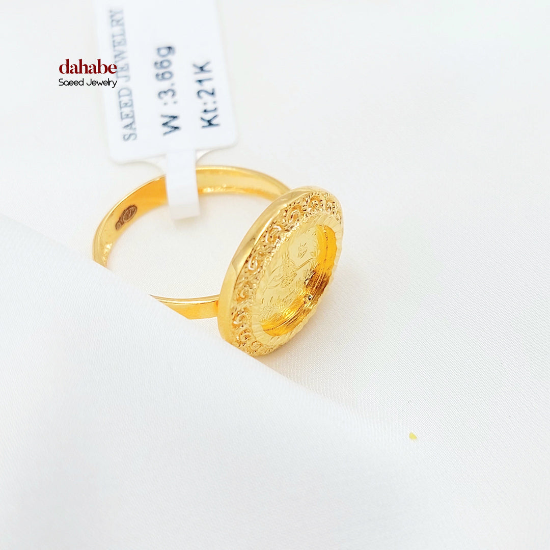 21K Gold Ottoman Coin-Inspired Halo Ring