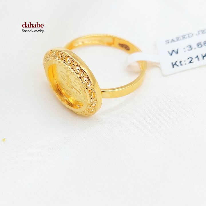 21K Gold Ottoman Coin-Inspired Halo Ring