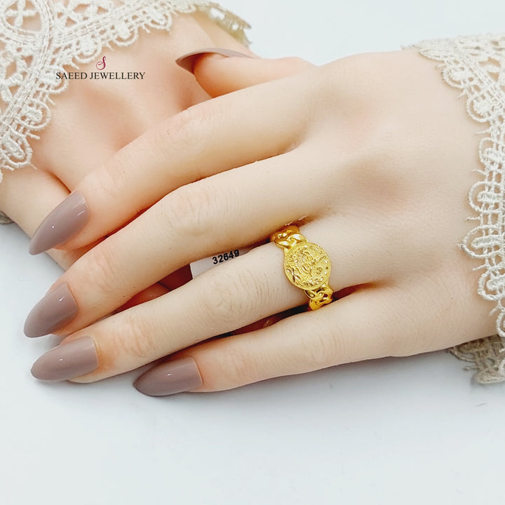 21K Gold Rashadi Cuban Links Ring by Saeed Jewelry - Image 5