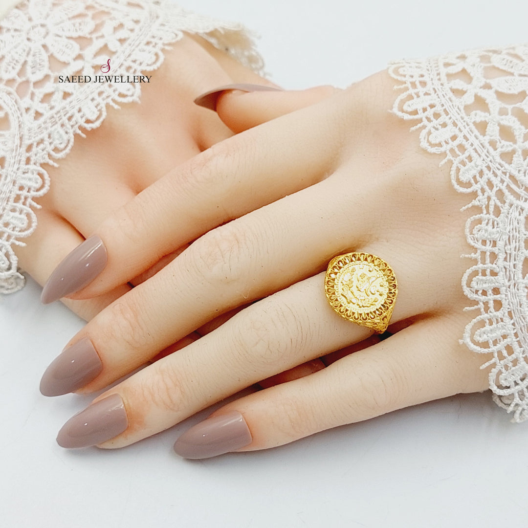 Rashadi Engraved Ring Made of 21K Gold by Saeed Jewelry 