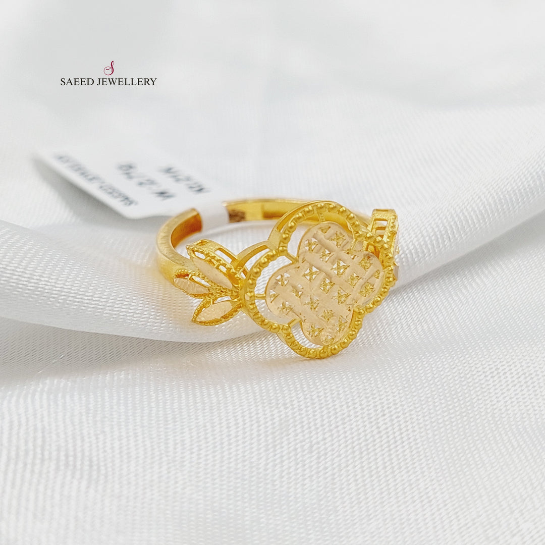 21K Gold Rose Engraved Ring by Saeed Jewelry - Image 2