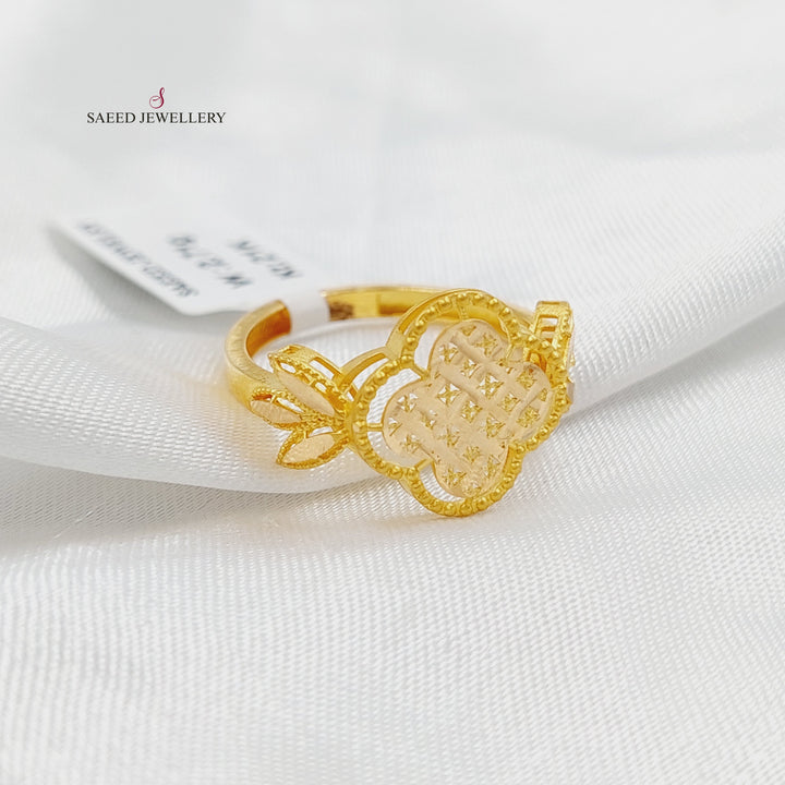 21K Gold Rose Engraved Ring by Saeed Jewelry - Image 2