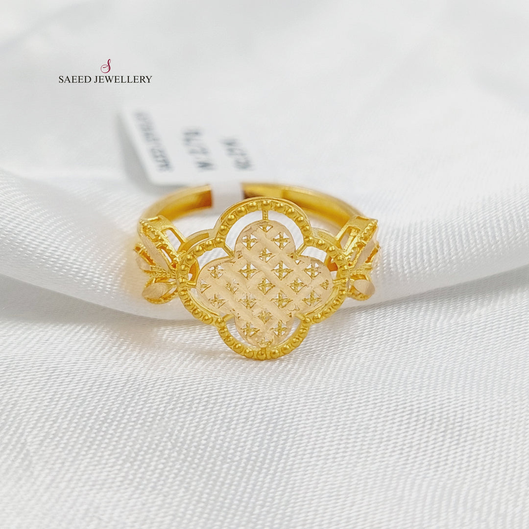 21K Gold Rose Engraved Ring by Saeed Jewelry - Image 1