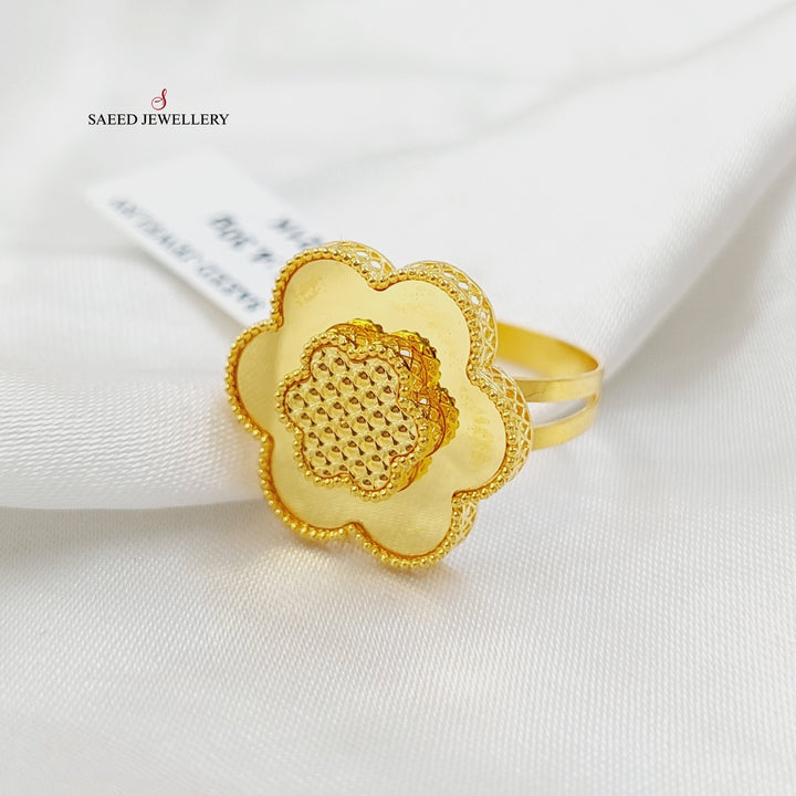 21K Gold Rose Turkish Ring by Saeed Jewelry - Image 3