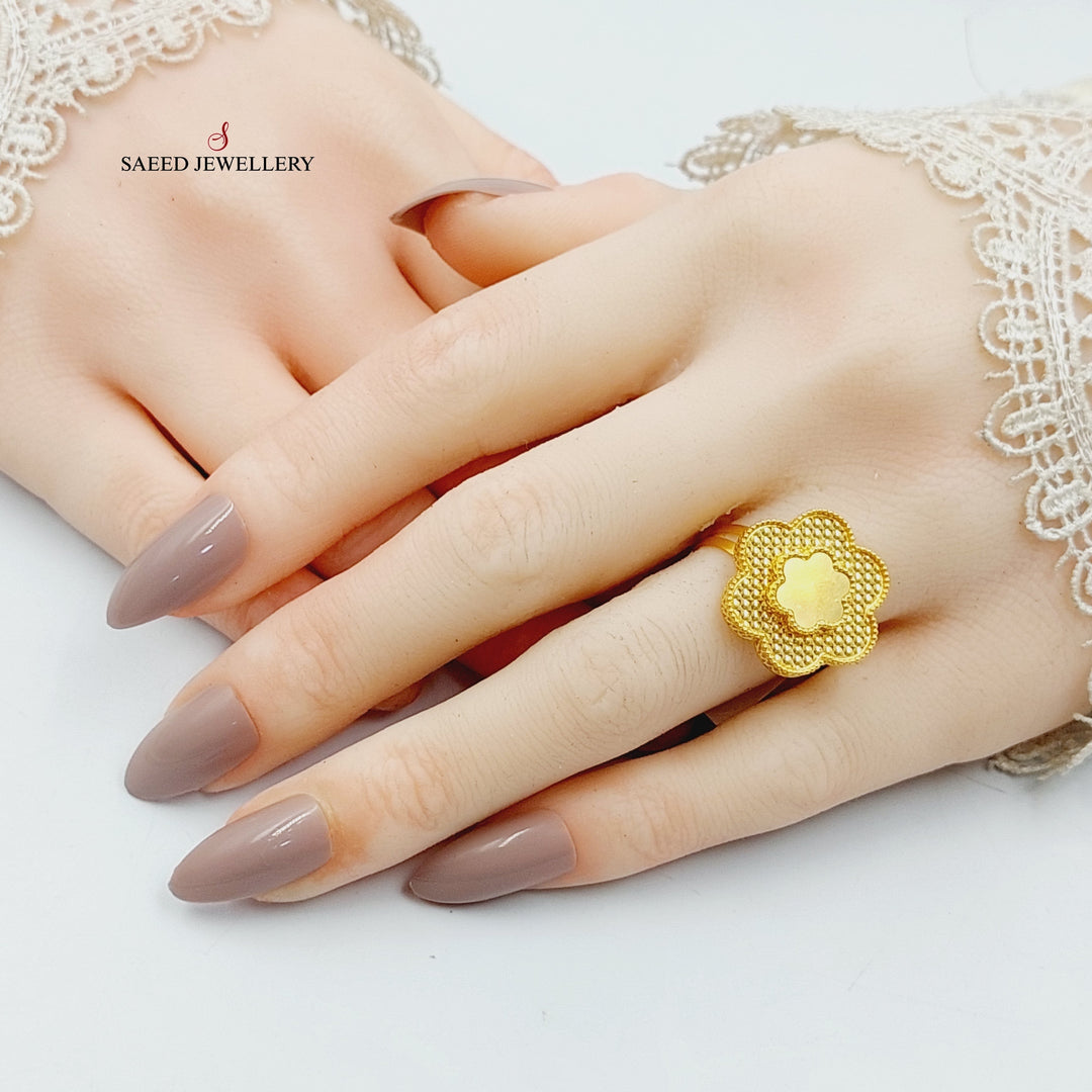 21K Gold Rose Turkish Ring by Saeed Jewelry - Image 4