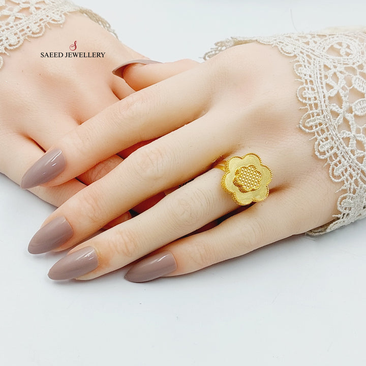 21K Gold Rose Turkish Ring by Saeed Jewelry - Image 4