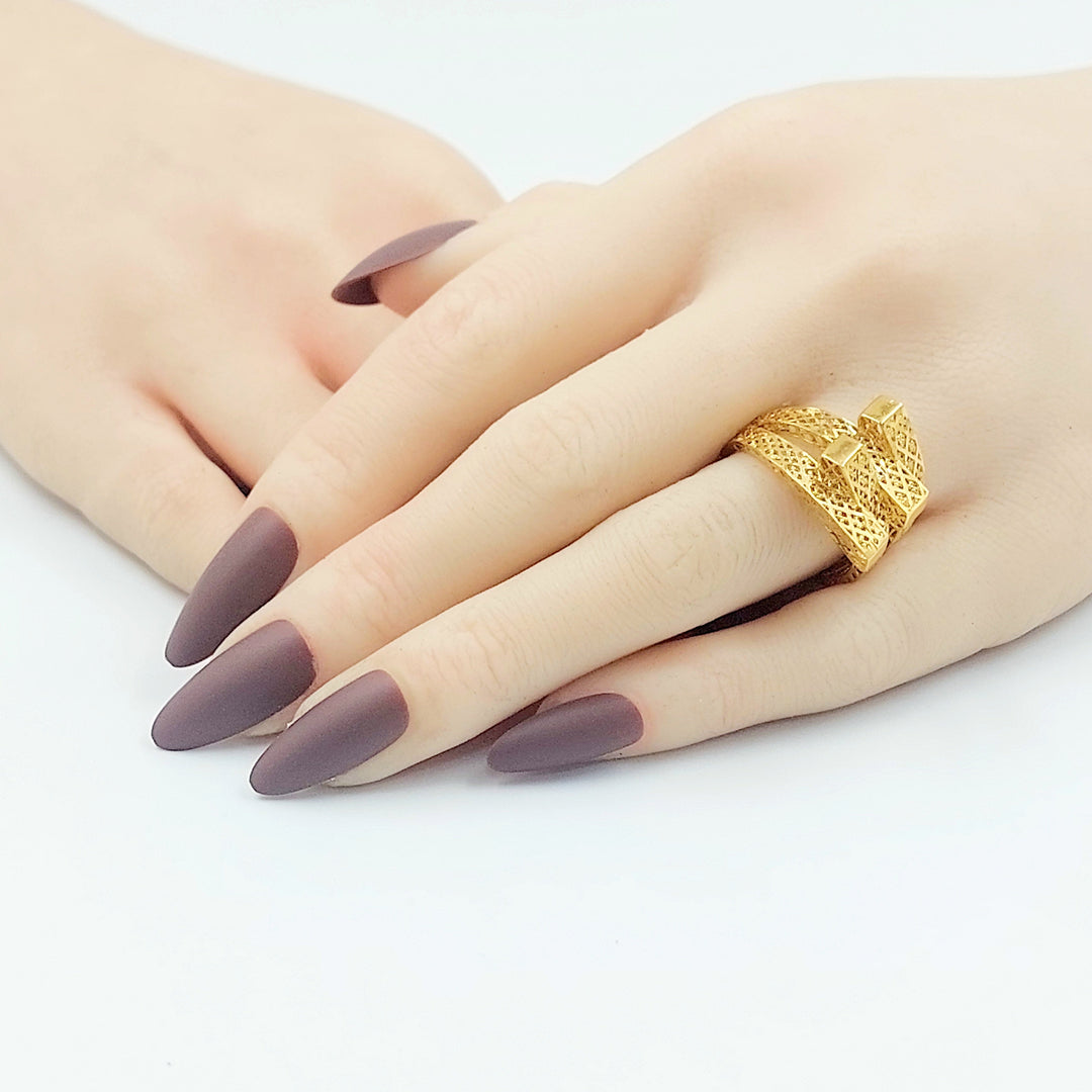 21K خاتم هرم نطاقين-مجوهرات الشيخ سعيد-Saeed Jewelry 