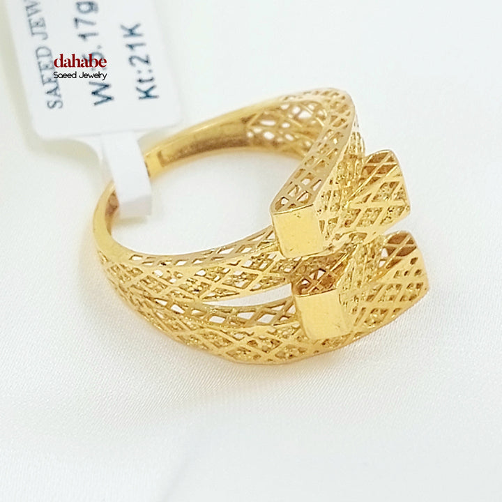 21K خاتم هرم نطاقين-مجوهرات الشيخ سعيد-Saeed Jewelry 