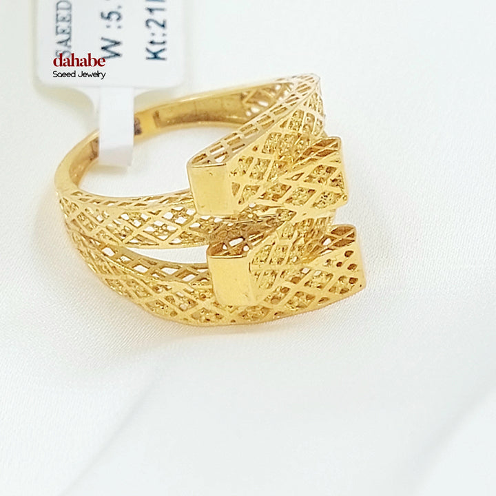 21K خاتم هرم نطاقين-مجوهرات الشيخ سعيد-Saeed Jewelry 
