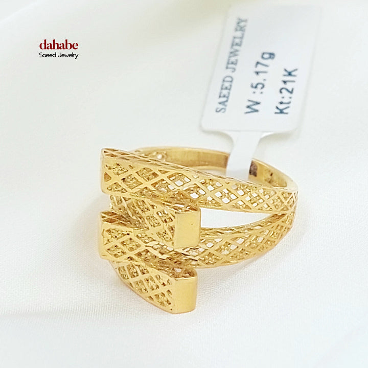 21K خاتم هرم نطاقين-مجوهرات الشيخ سعيد-Saeed Jewelry 