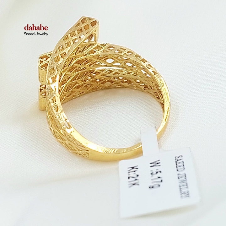 21K خاتم هرم نطاقين-مجوهرات الشيخ سعيد-Saeed Jewelry 