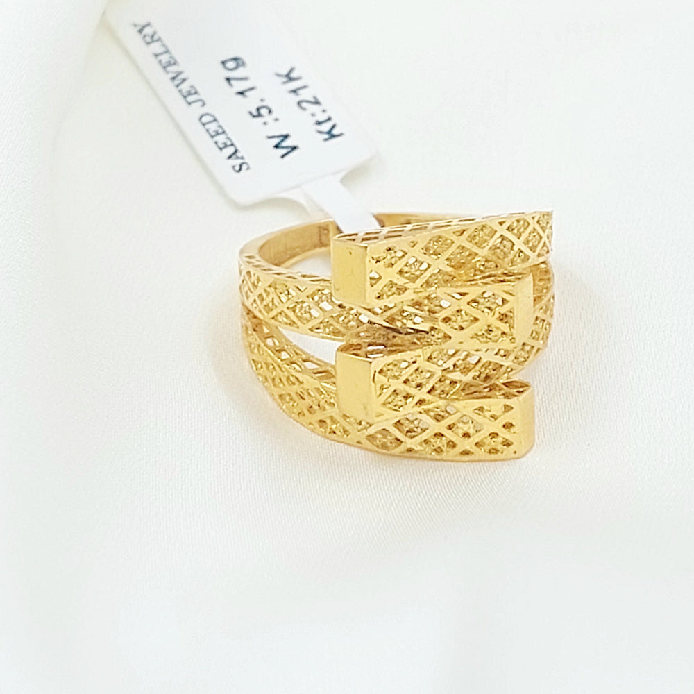 21K خاتم هرم نطاقين-مجوهرات الشيخ سعيد-Saeed Jewelry 