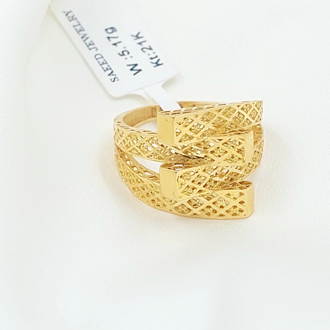 21K خاتم هرم نطاقين-مجوهرات الشيخ سعيد-Saeed Jewelry 
