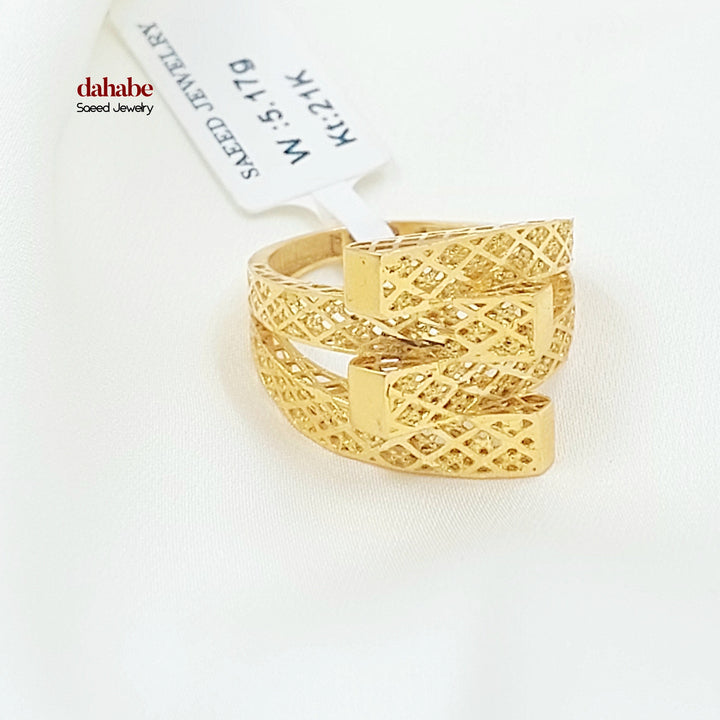 21K خاتم هرم نطاقين-مجوهرات الشيخ سعيد-Saeed Jewelry 