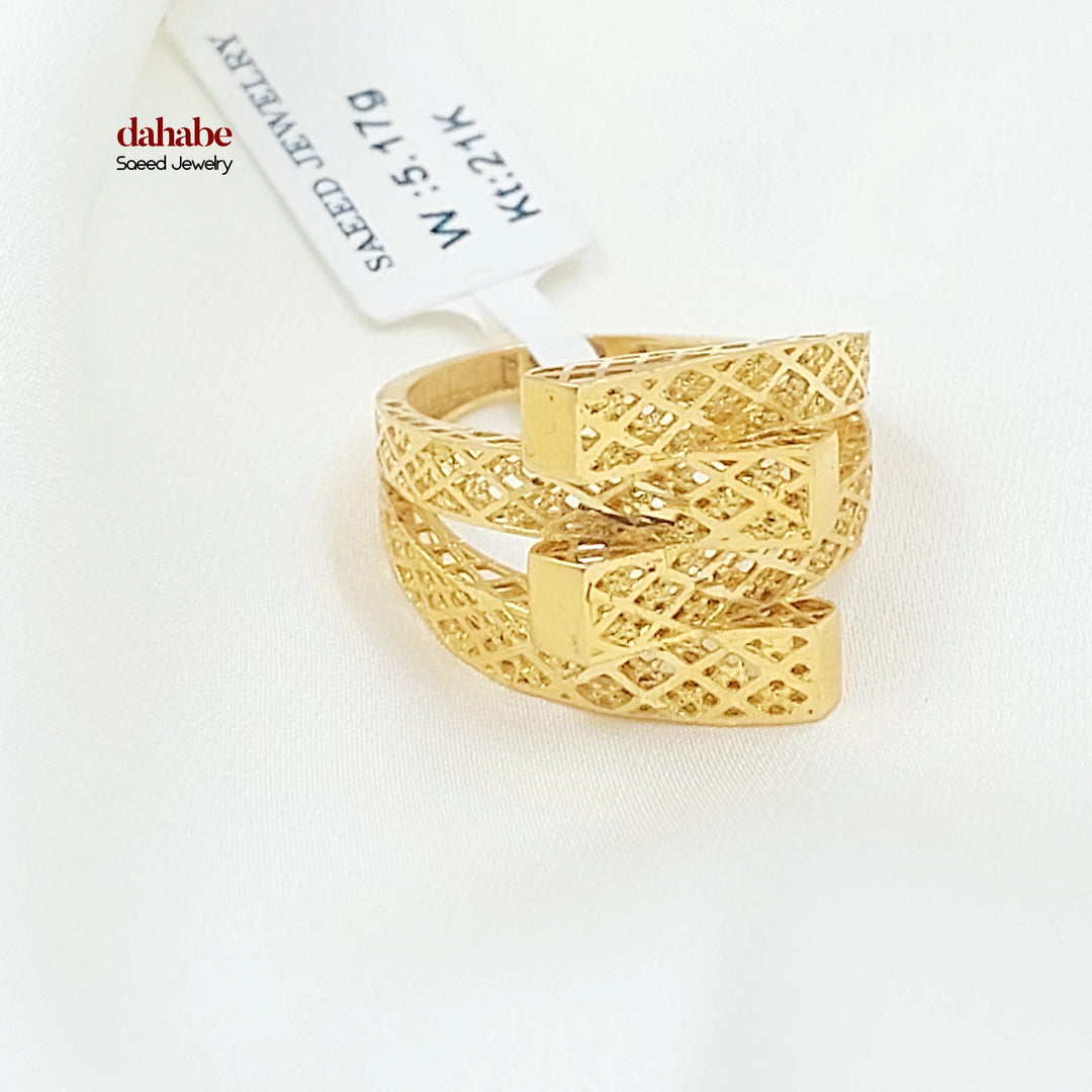 21K خاتم هرم نطاقين-مجوهرات الشيخ سعيد-Saeed Jewelry 