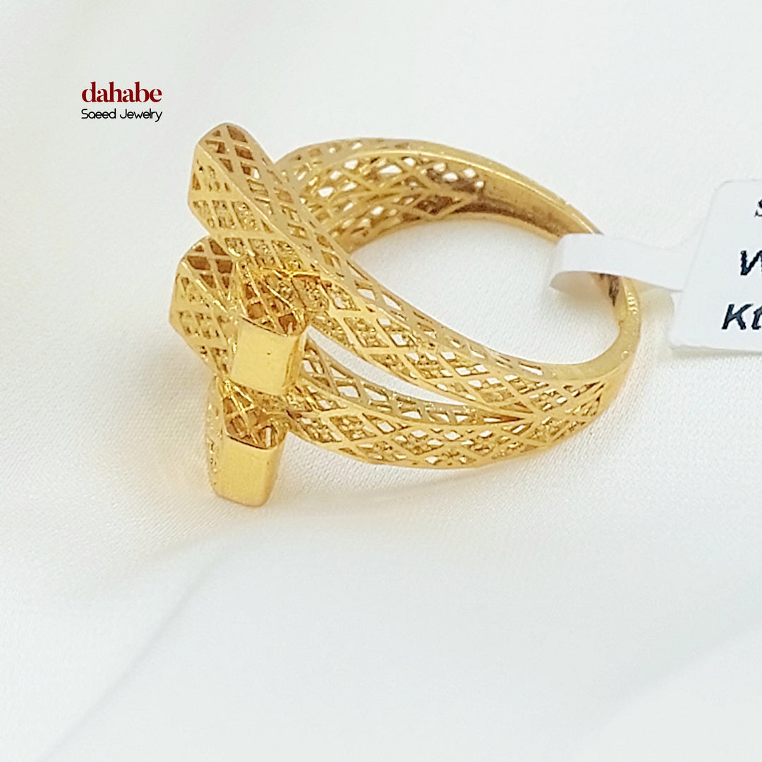 21K خاتم هرم نطاقين-مجوهرات الشيخ سعيد-Saeed Jewelry 