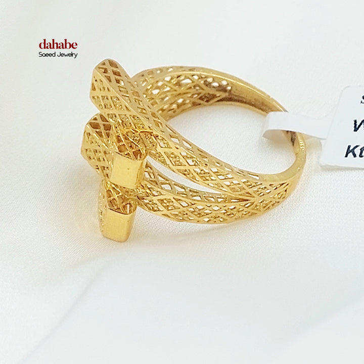 21K خاتم هرم نطاقين-مجوهرات الشيخ سعيد-Saeed Jewelry 