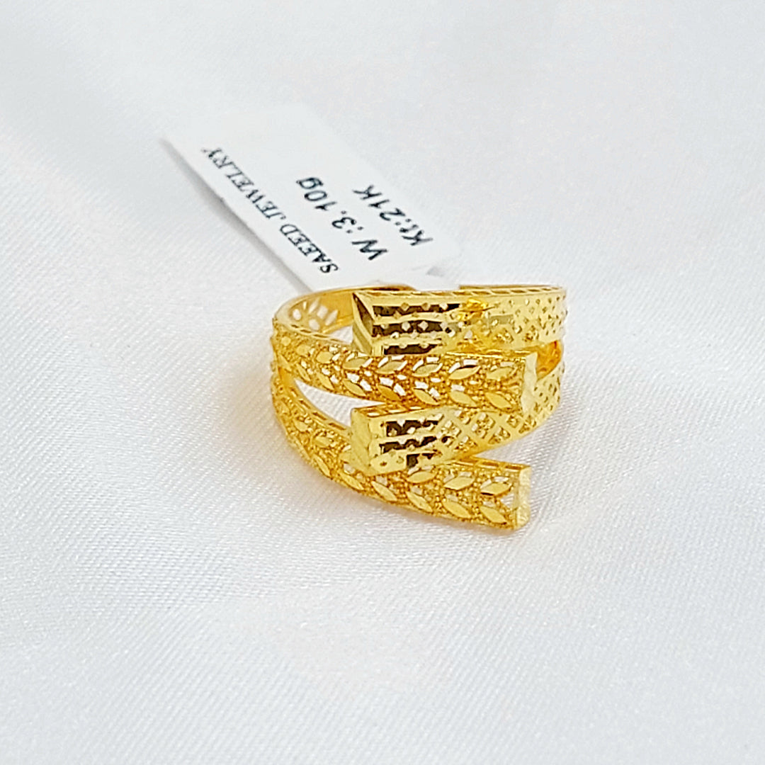 Two Ranges Pyramid Ring Made of 21K Gold by Saeed Jewelry 