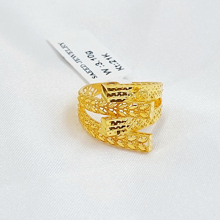 Two Ranges Pyramid Ring Made of 21K Gold by Saeed Jewelry 