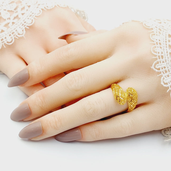 21K خاتم نقش نطاقين-مجوهرات الشيخ سعيد-Saeed Jewelry 