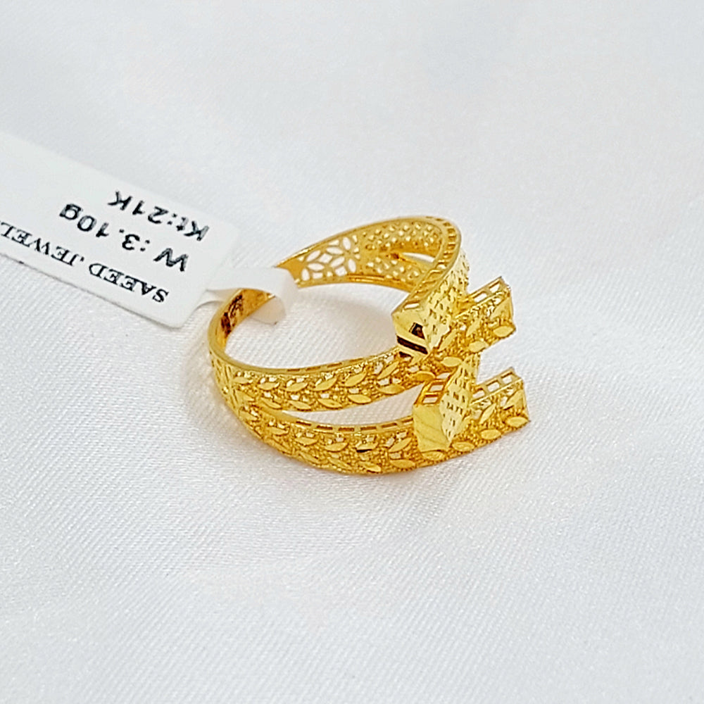 Two Ranges Pyramid Ring Made of 21K Gold by Saeed Jewelry 