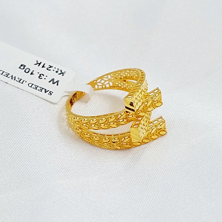 Two Ranges Pyramid Ring Made of 21K Gold by Saeed Jewelry 