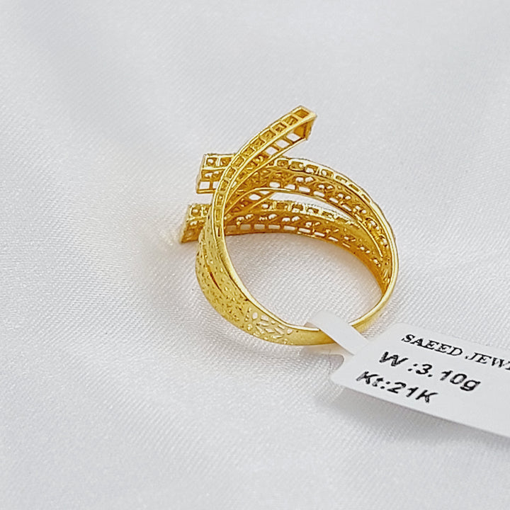 Two Ranges Pyramid Ring Made of 21K Gold by Saeed Jewelry 
