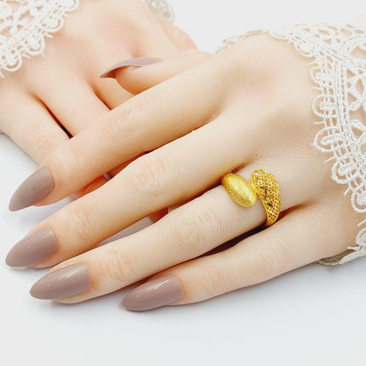 21K خاتم نقش نطاقين-مجوهرات الشيخ سعيد-Saeed Jewelry 