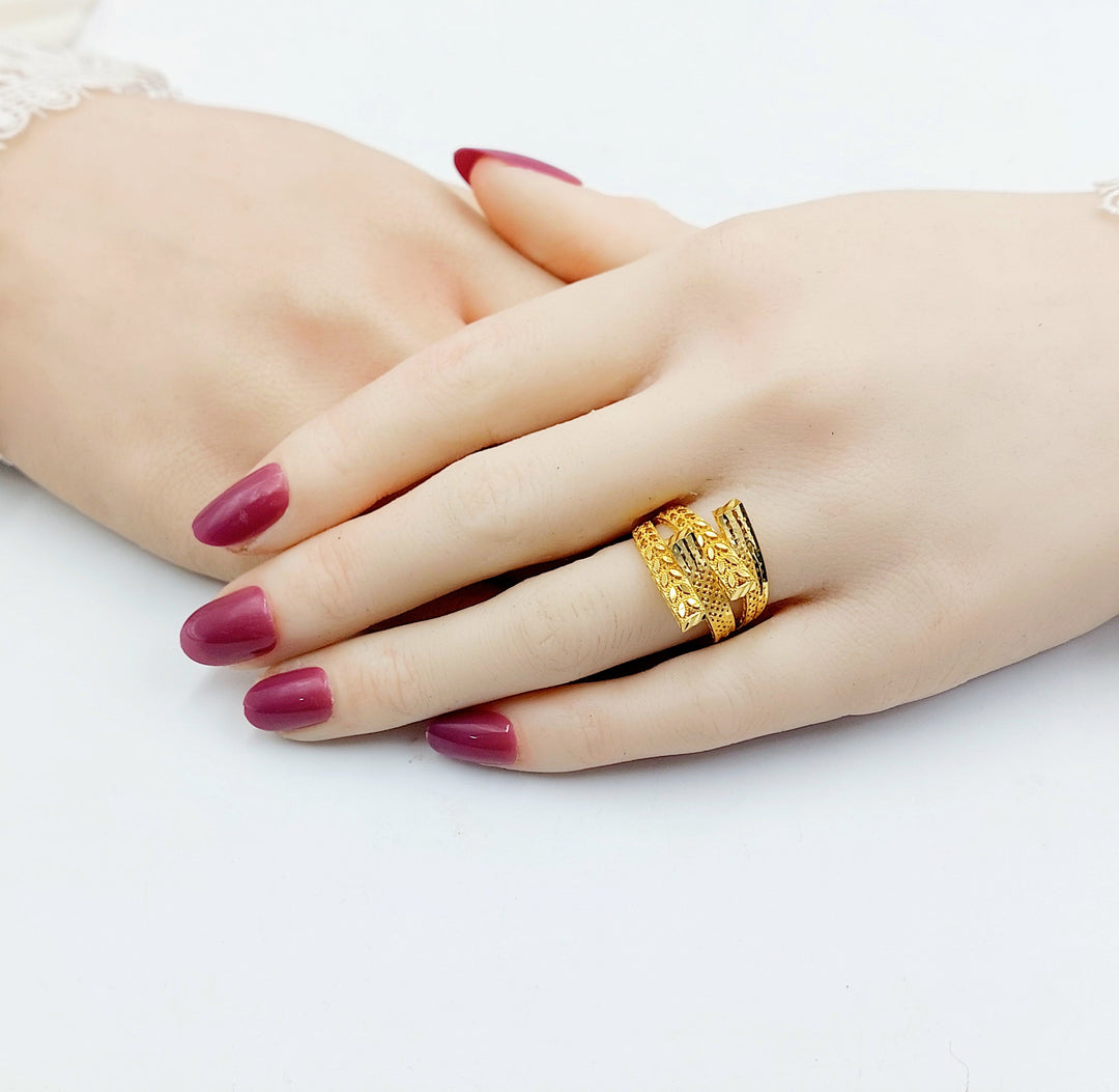 Two Ranges Pyramid Ring Made of 21K Gold by Saeed Jewelry 