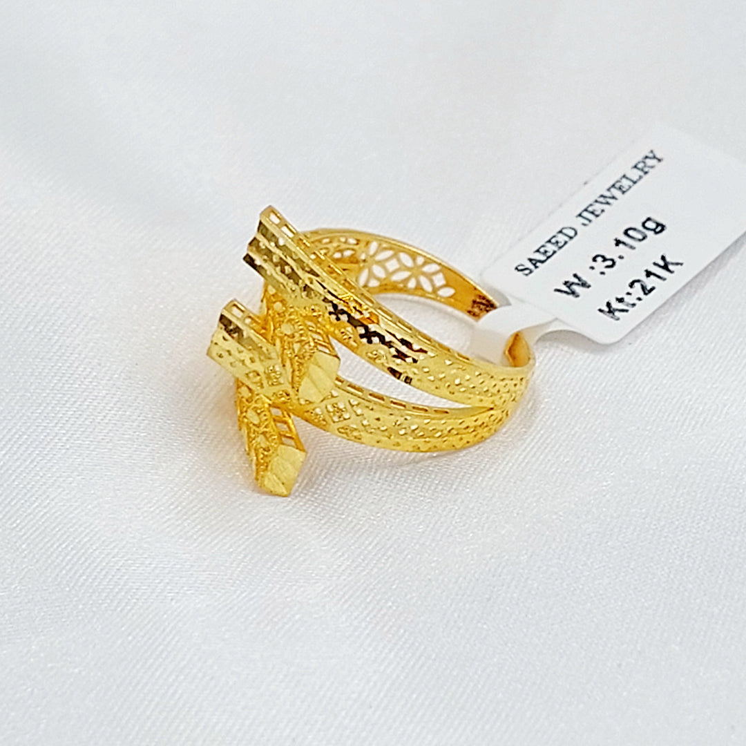 Two Ranges Pyramid Ring Made of 21K Gold by Saeed Jewelry 