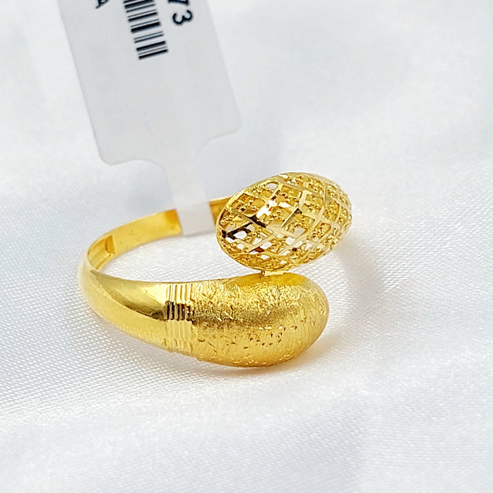 Two Ranges Engraved Ring Made of 21K Gold by Saeed Jewelry 