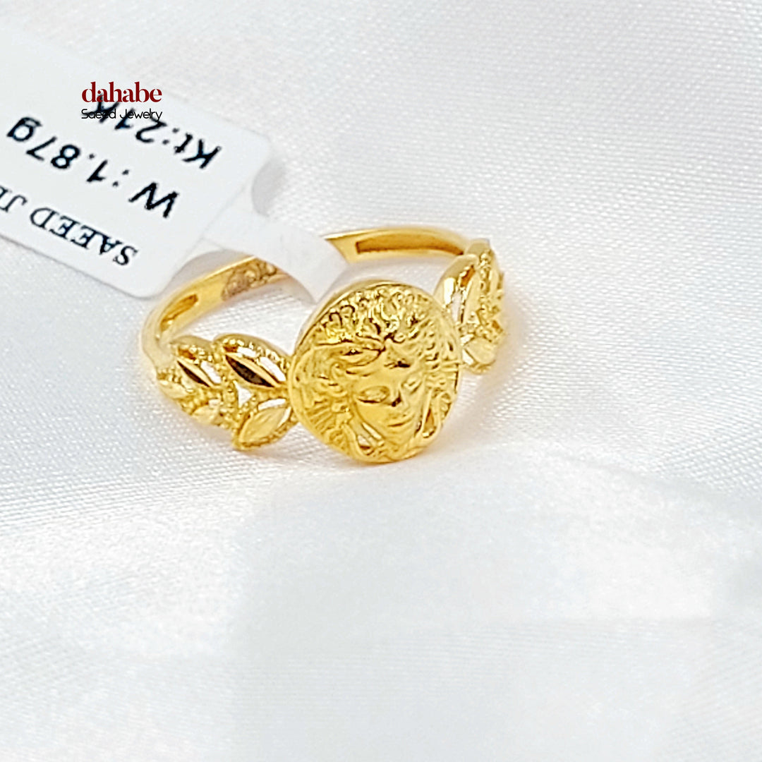 21K Gold Round Medallion Ring