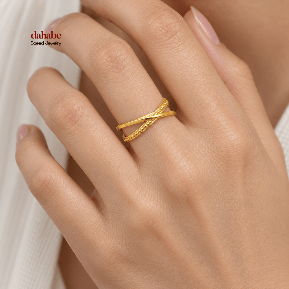 21K Gold Crossover Ring